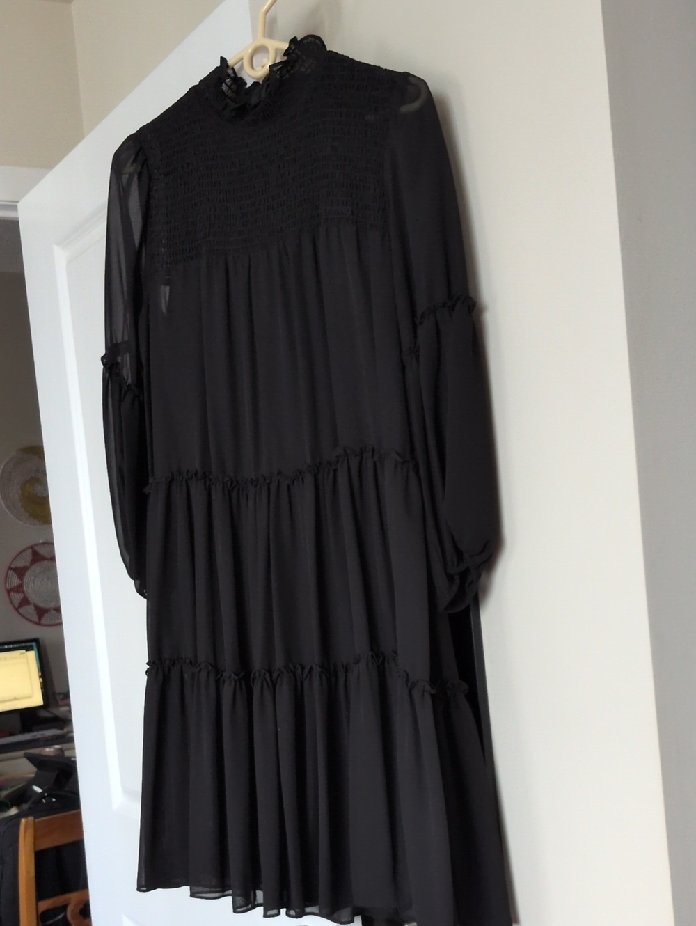 Black A Line Ruffled Dress